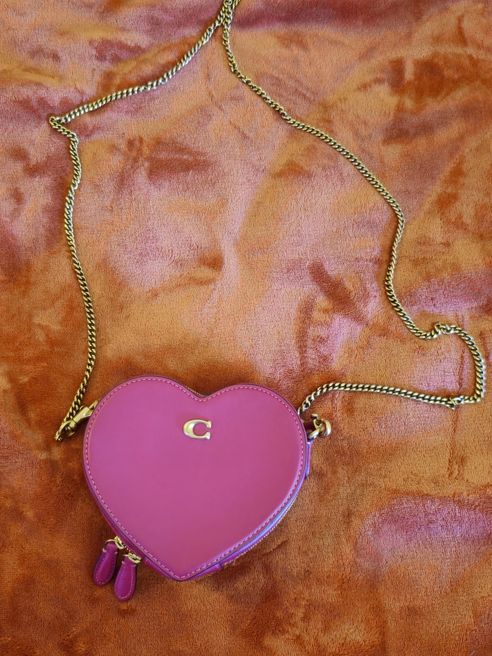 Coach Pink Heart Crossbody with Gold Chain